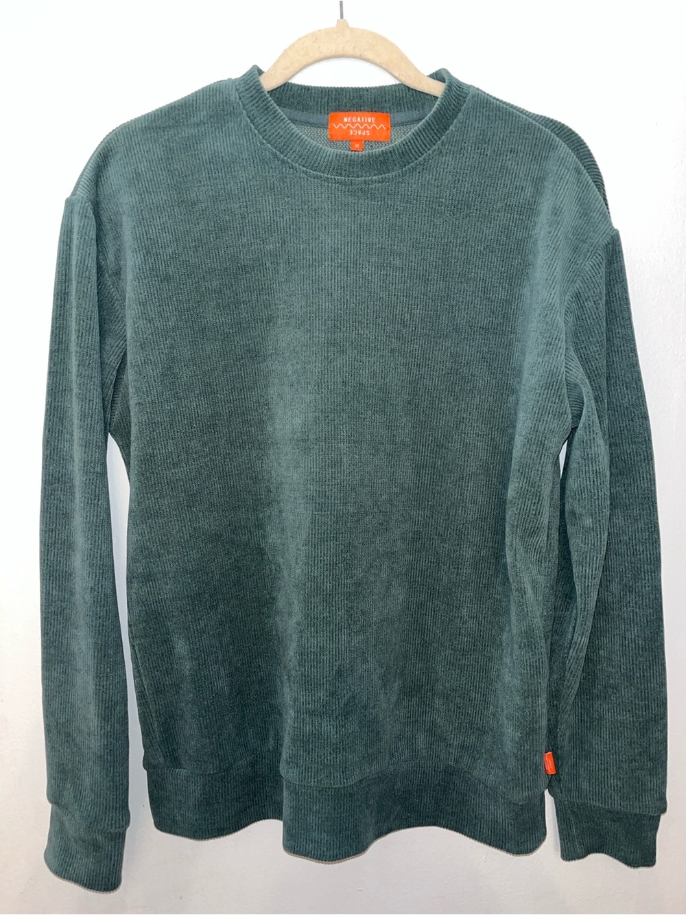 Negative Space Men’s Long Sleeve Corded Crewneck Sweatshirt - Teal Green